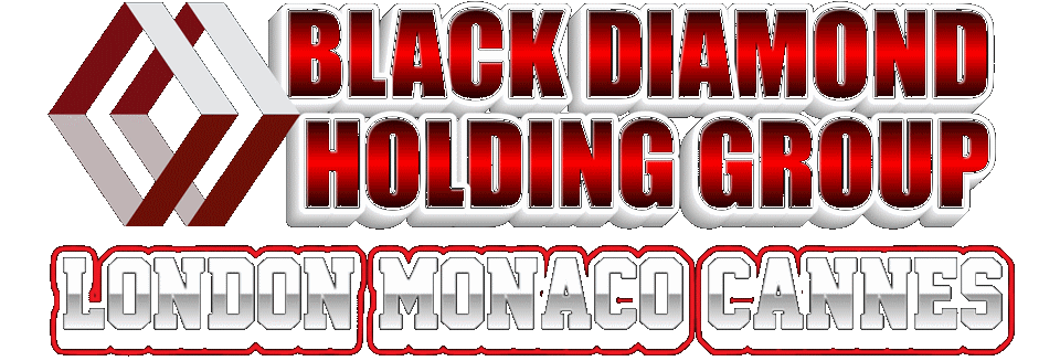 Black Diamond Holding Group logo with the words “LONDON MONACO CANNES”.